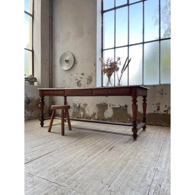 Drapery Farmhouse Table in Walnut For Sale - Image 14 of 18