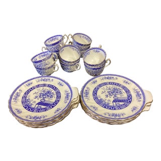 1950s Gladstone Rhapsody Blue and White Tea Service - 20 pcs For Sale