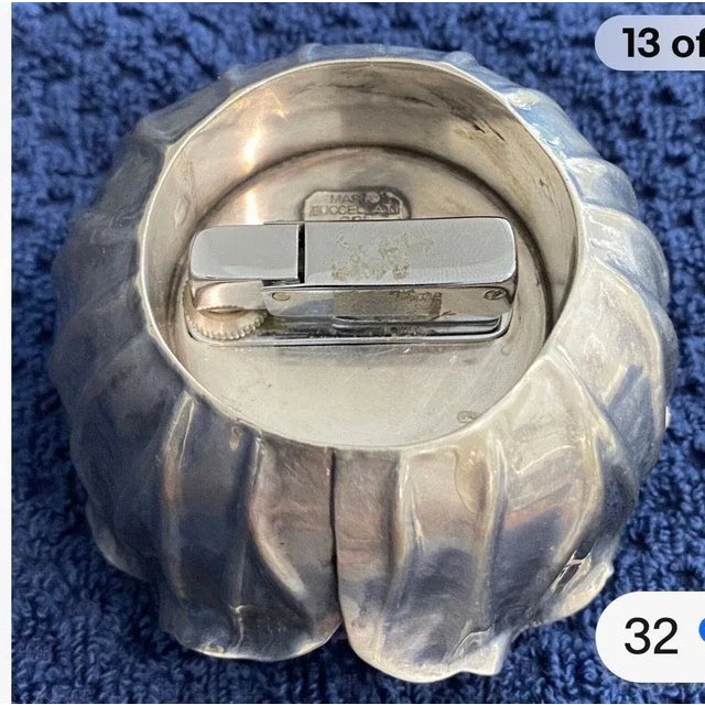 1970s Sterling Silver Table Lighter by Italian Artist Mario Buccellati in the Form of a Cabbage For Sale - Image 5 of 7