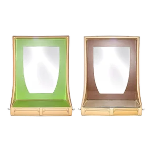 Vintage Retro Space Age Hair Salon Mirror Units in Lime Green & Taupe - Set of 8