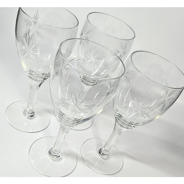 Mid 20th Century Handcut Starburst Goblets- Set of Four For Sale - Image 13 of 14