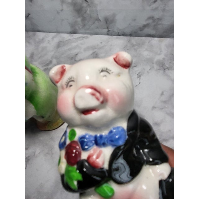 1950s Vintage Py Japan Pig Couple Salt Pepper Shakers For Sale - Image 13 of 13