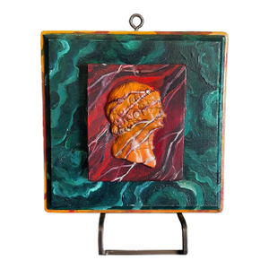 Grand Tour Style Faux Malachite N Rouge Marble Double Cameo Wall Plaque