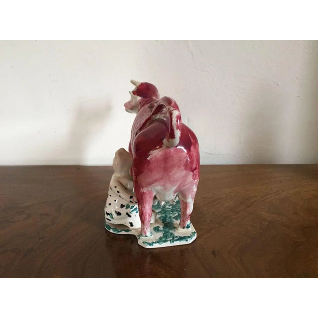Dark Pink 19th Century English Pearlware Pink Luster Cow Form Creamer For Sale - Image 8 of 11