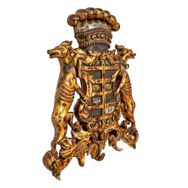 Decorative Greyhound Hand Carved Heraldic Coat of Arms For Sale - Image 3 of 6