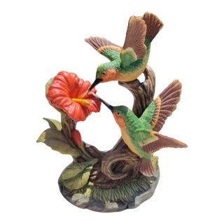 Ruby Throated Hummingbird With Hibiscus For Sale