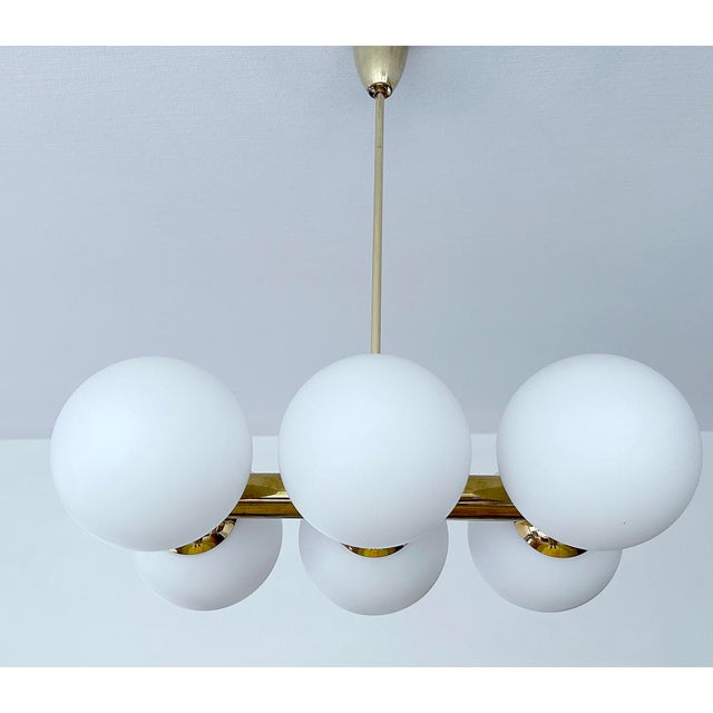 1950s Vintage Glass Pendant Light in the style of Stilnovo, 1950s For Sale - Image 5 of 18