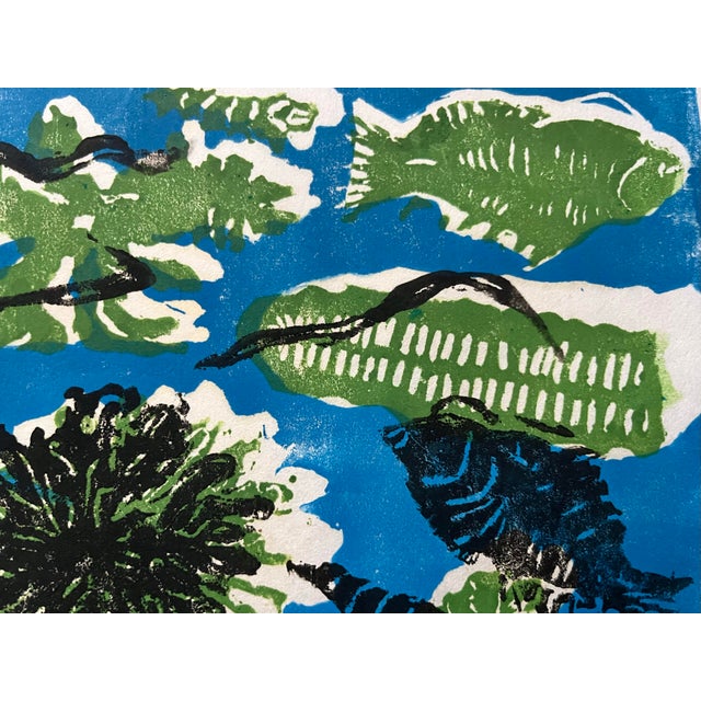 1960s Original Expressionist Wood Block Print Marine Life by Sylvia T. Gavurin 1969 Artists Proof. For Sale - Image 5 of 7