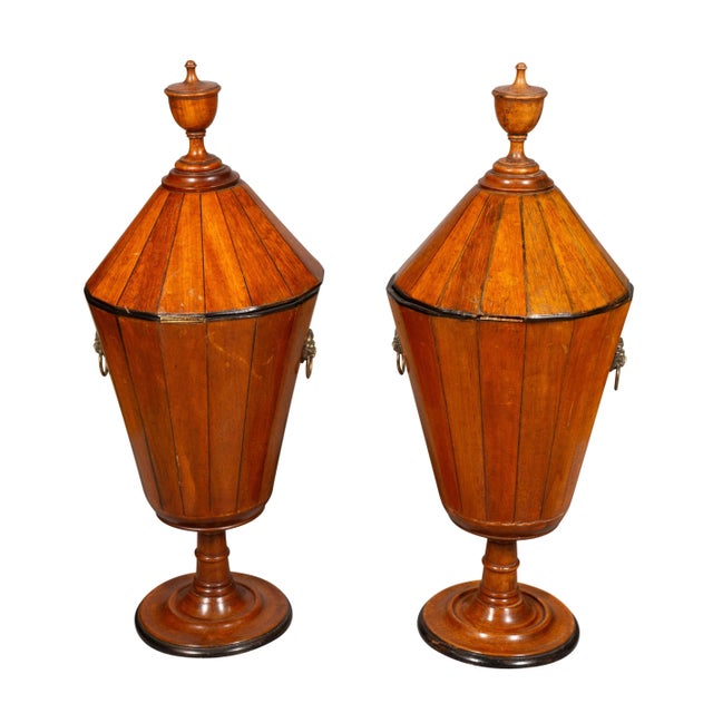 Wood Regency Urn Form Oak Wine Coolers - a Pair For Sale - Image 7 of 12