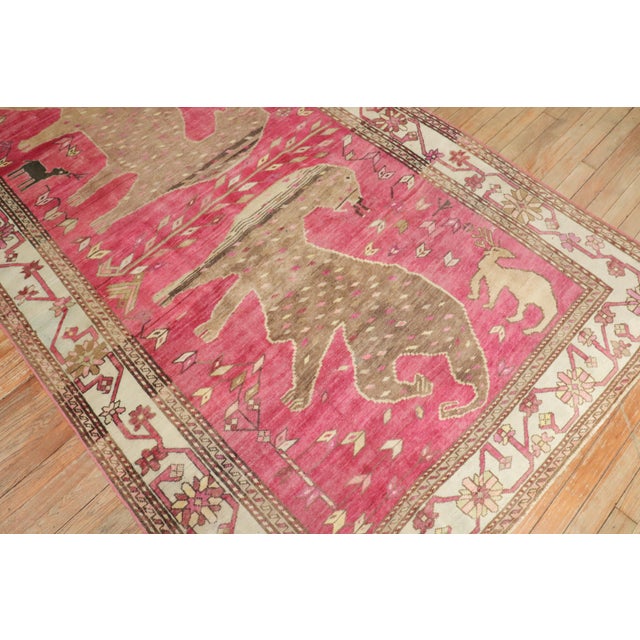 Vintage Zabihi Collection Pink Komodo Dragon Armenian Rug - 5'2" x 9'4" For Sale - Image 12 of 12