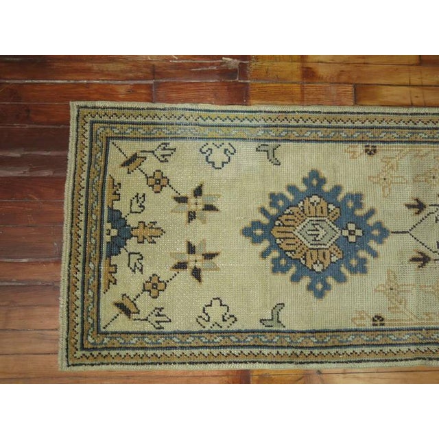 Early 20th Century Antique Zabihi Collection Ivory Field Long Oushak Runner - 2'3" x 22'4" For Sale - Image 4 of 6