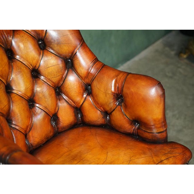 2000 - 2009 Vintage Tufted Leather Chesterfield Captain's Desk Chair For Sale - Image 5 of 18