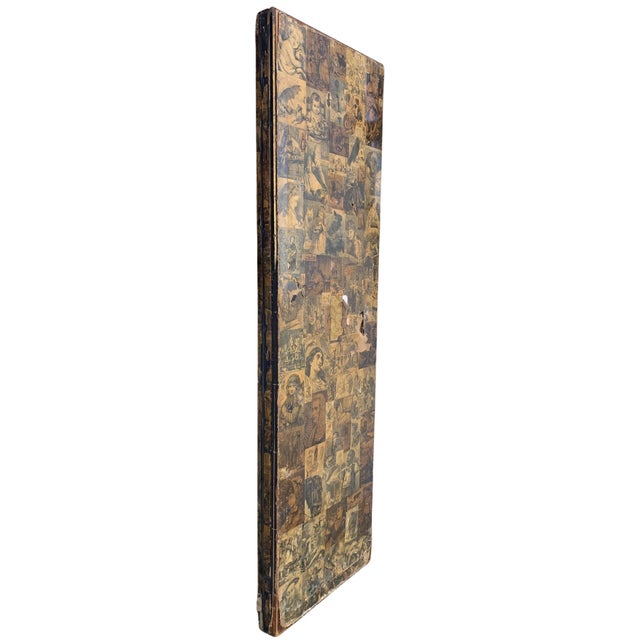 Victorian Three Panel Two Sided Room Divider Decorated with Sepia Decoupage Scenes of the Day For Sale - Image 5 of 11