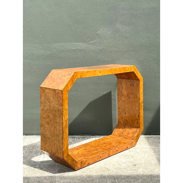 Mid 20th Century Vintage Burl Wood Console Table For Sale - Image 5 of 13