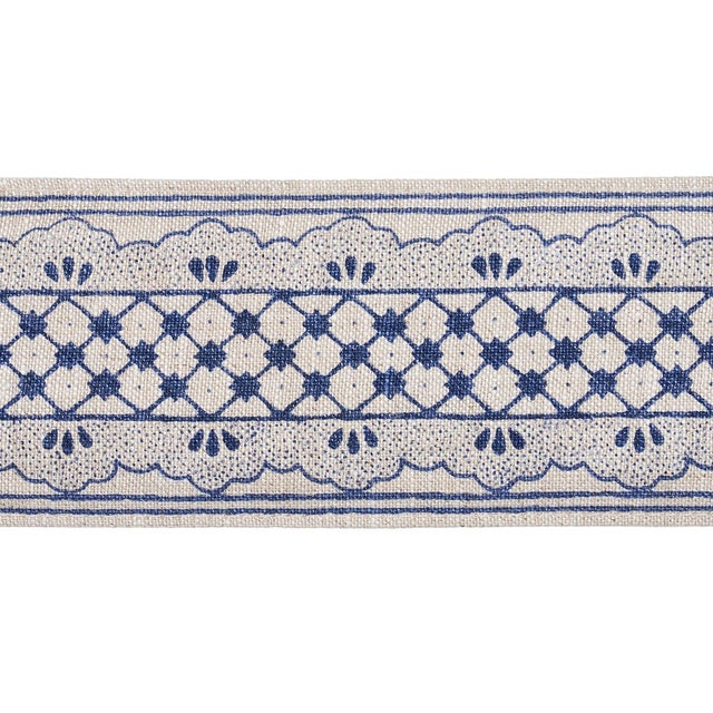 Schumacher Sample - Schumacher Davison Scalloped Tape in Washington Blue For Sale - Image 4 of 4