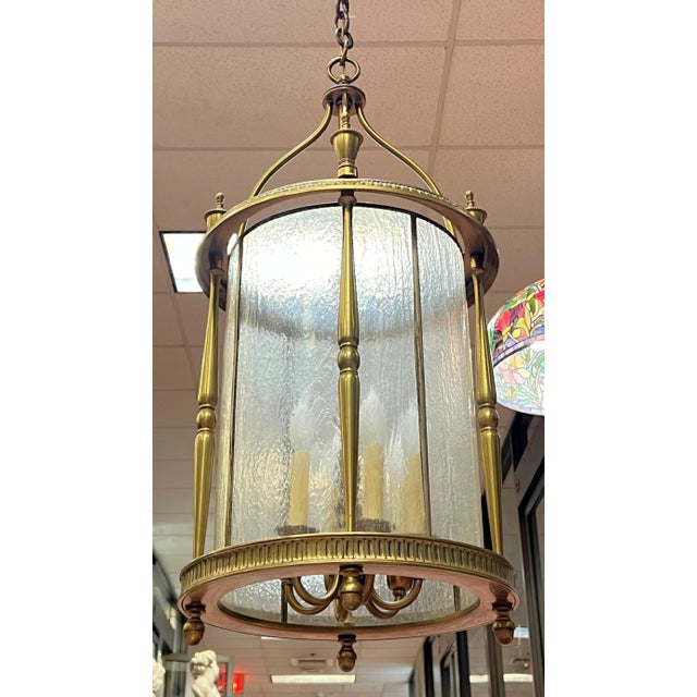 1970s Vintage Brass six lighLantern in English Regency Georgian American Federal Style For Sale - Image 5 of 12