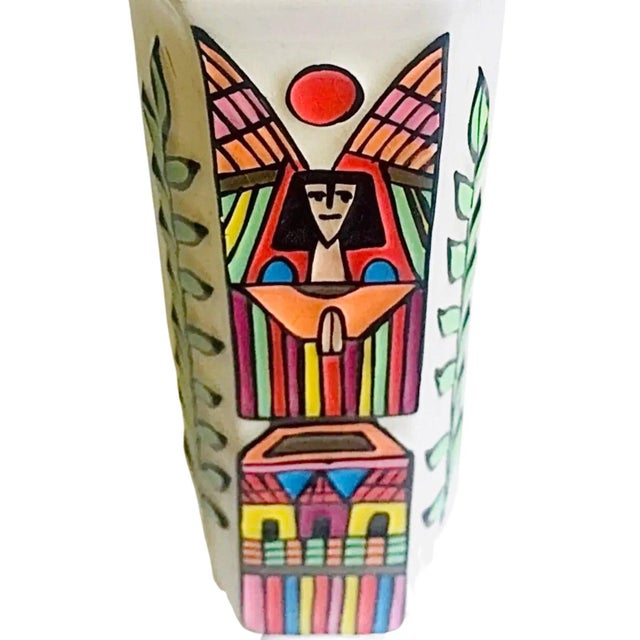 Fantastic, Hand Signed and Painted, Vintage, Mid Century Modern Native Indian Folk Art Porcelain Vase by renown El...