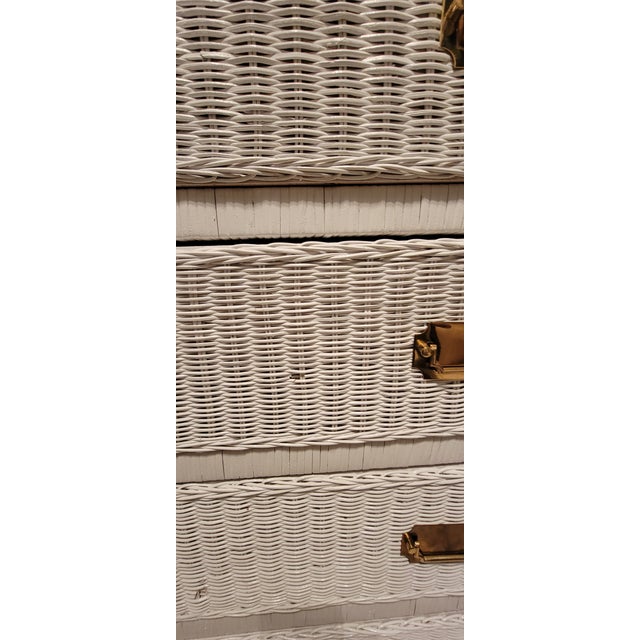 1980's Henry Link Style Coastal 6 - Drawer Wicker Dresser For Sale - Image 4 of 15