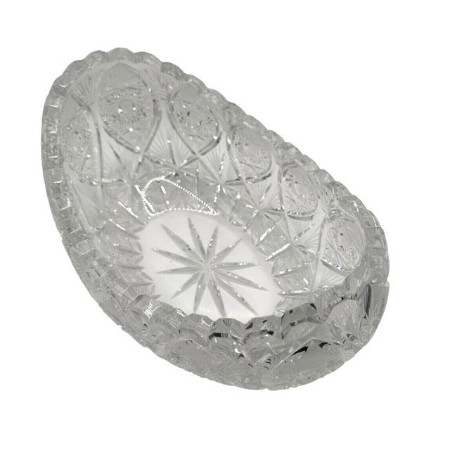 Vintage American Brilliant Style Cut Crystal Serving Bowl For Sale In Birmingham - Image 6 of 12