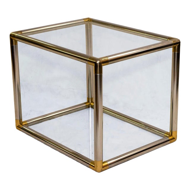 Vintage Chrome and Brass End Table in the Style of Karl Springer For Sale