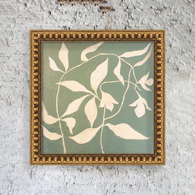 Whispering Vines – Original Acrylic Botanical Painting in Gold Frame For Sale - Image 4 of 4