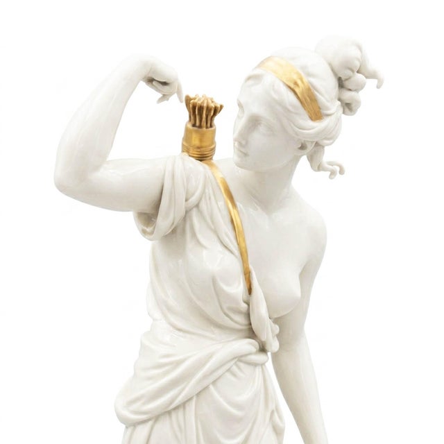 Giuseppe Cappé, Diana the Huntress in White and Gold Porcelain, 1962. The main female figure is depicted as the goddess of...