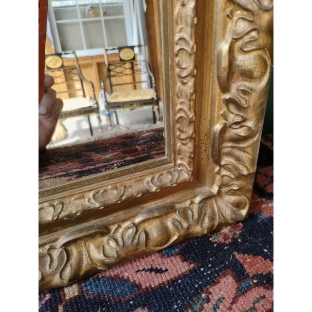 Gold Antique Handcarved Giltwood Mirror For Sale - Image 8 of 8