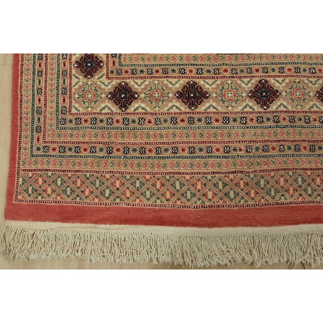 Bokhara Jaldar Rug 8’4” X 10’4” Pink Wool Tribal Hand-Knotted Oriental Carpet For Sale - Image 11 of 14