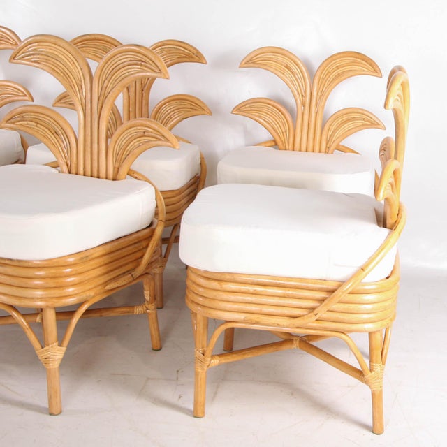 Vintage Rattan Palm Chairs, Set of 6 For Sale - Image 13 of 16