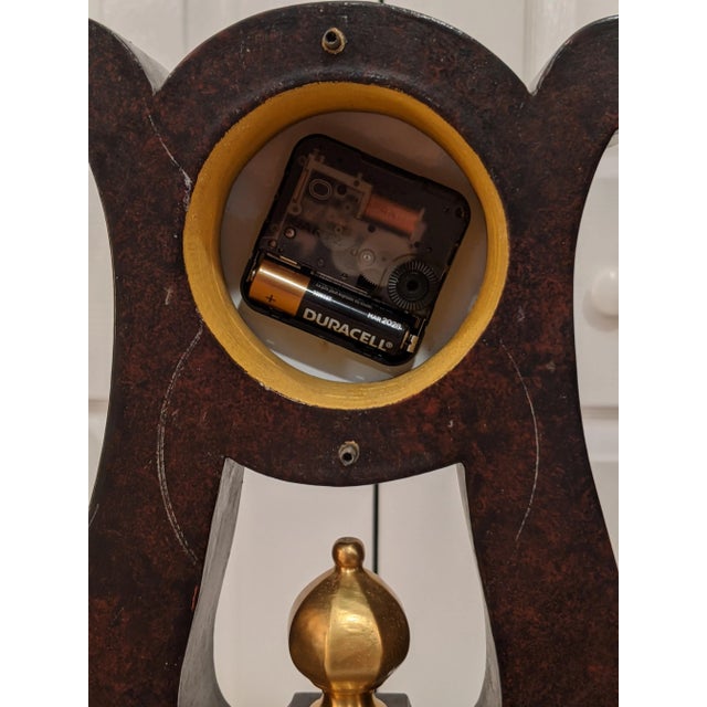 Wood Contemporary Neiman Marcus Wood & Gilt Harp / Lyre Mantle Clock, Made in Italy For Sale - Image 7 of 13