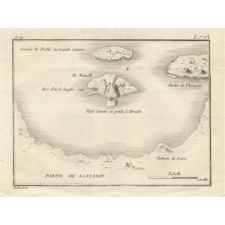 Engraved Map of the Volcano Islands of Santorini by Portier, 1790s For Sale