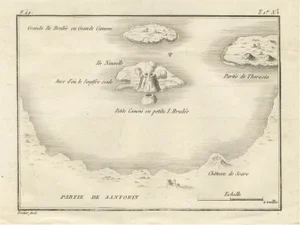 Engraved Map of the Volcano Islands of Santorini by Portier, 1790s