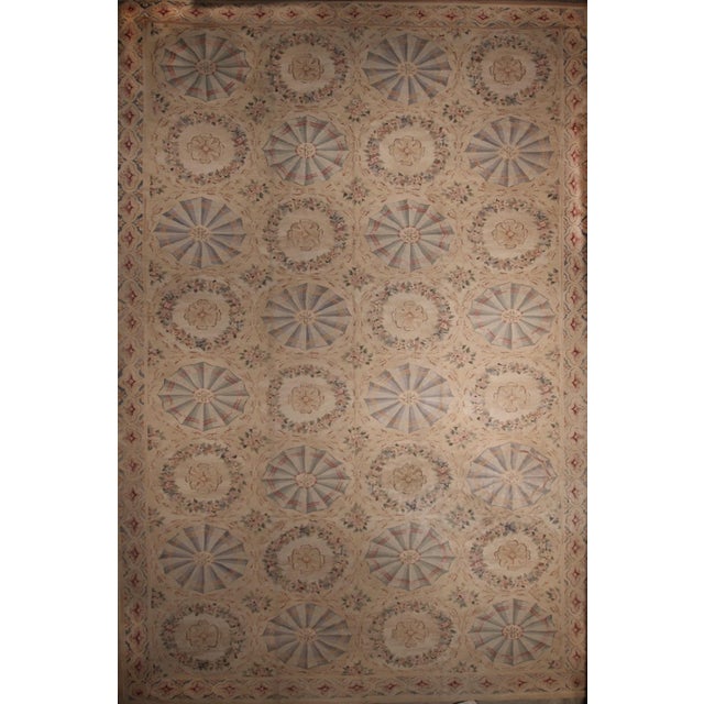 1980s Aubusson Style Flat Weave Rug in Beige Gold Floral Pattern by Rug & Kilim For Sale In New York - Image 6 of 7