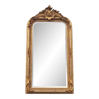 Late 20th Century French Louis XVI Gold Wood Floor Mirror For Sale
