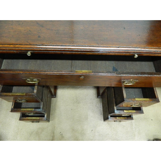 Oak Knee Hole Desk by W.R. Simkin For Sale - Image 13 of 18