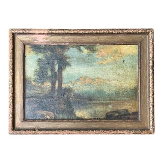 Vintage Landscape Oil Painting in Gilt Frame For Sale