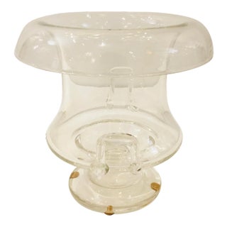 Steuben Roll Top Art Glass Vase With Handles For Sale