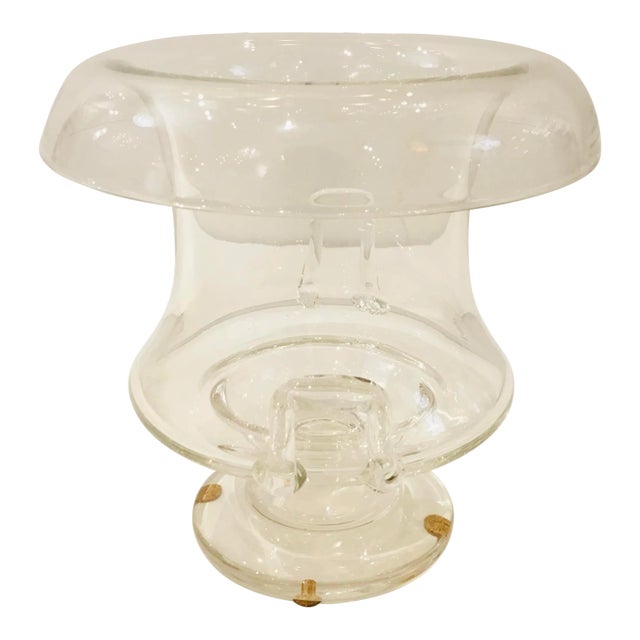 Steuben Roll Top Art Glass Vase With Handles For Sale