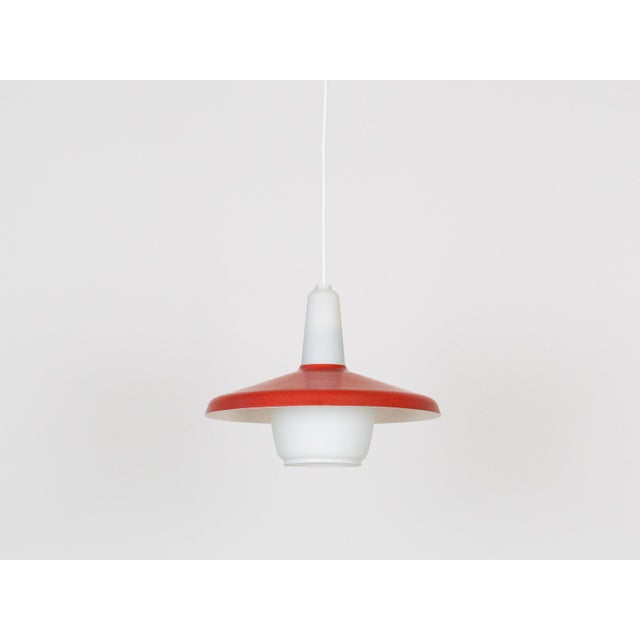White Vintage Pendant Lamp attributed to Bent Karlby for Lyfa, 1950s For Sale - Image 8 of 8