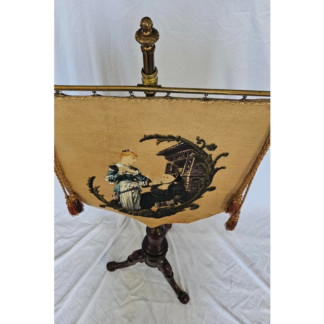 Antique Regency English Walnut Beaded Tapestry Pole Stand For Sale - Image 12 of 12