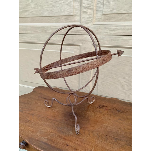 Late 20th Century Vintage Iron Armillary Sphere Sundial Garden Ornament, French Country Outdoor Decor For Sale - Image 5 of 10