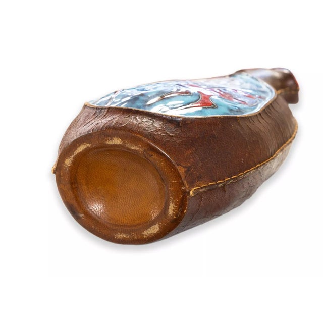 Marcello Fantoni Leather Ceramic Vase with Horse Design Vintage Italian MCM For Sale - Image 9 of 9