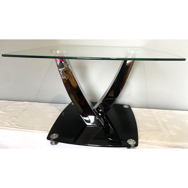 Glass and Chrome-Plated Metal Coffee Table from Temperet Glass, 2000s For Sale - Image 14 of 18