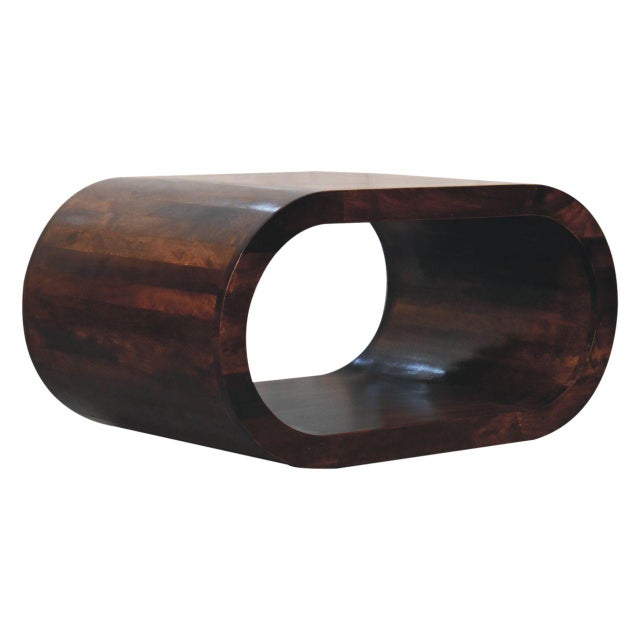 The Walnut-Finish Mango Wood Curved Coffee Table brings a refined balance of craftsmanship, character, and everyday...