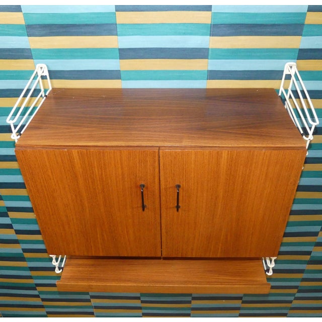 Brown String Shelf with Wall Cabinet and Magazine Rack in Dark and White Ladders from Musterring International, 1960s For Sale - Image 8 of 17
