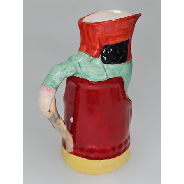 Antique Hand-Painted Polychrome Ceramic Toby Jug – 9" For Sale - Image 4 of 6