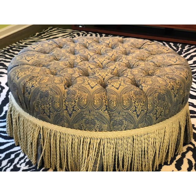 Traditional Tufted Ottoman With Bullion Fringe Chairish