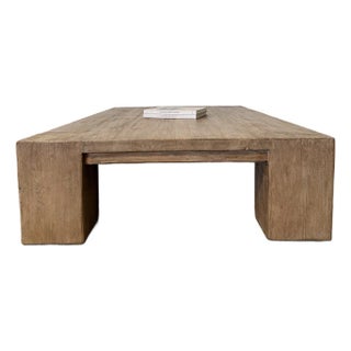 Large Reclaimed Fir Pine Wood Beam Style Coffee Table in Natural For Sale