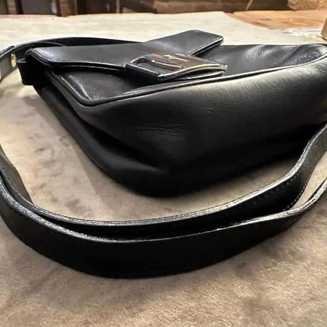 Early 21st Century 21st Century Vintage Black Leather Micro Shoulder Bag by Salvatore Ferragamo For Sale - Image 5 of 16