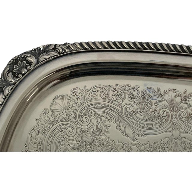 Metal Antique International Silver Co e.g. Webster & Son Large Handled Butler Serving Tray #2191 27.5” Usa 1928-1950s For Sale - Image 7 of 11